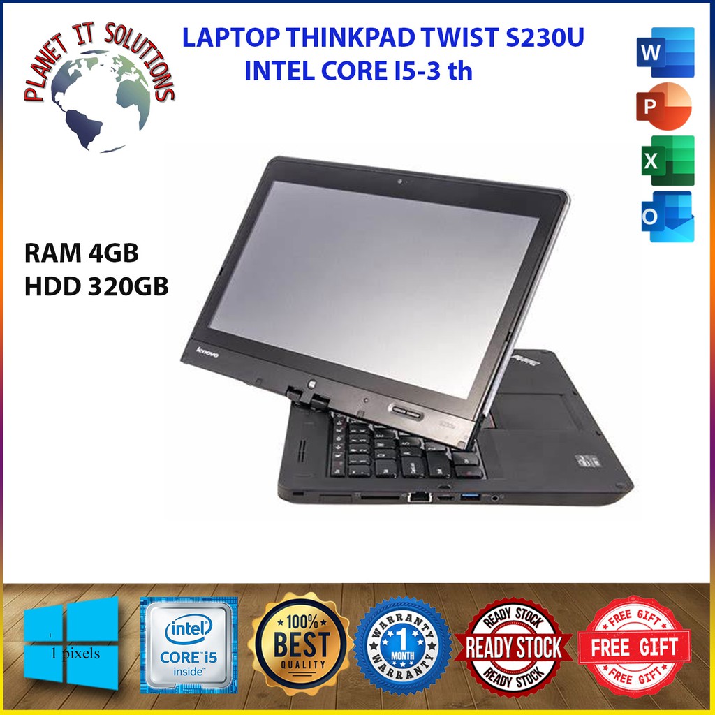 Laptop Lenovo Thinkpad Twist S230U Core i5 RAM 4GB HDD 320GB Hitam