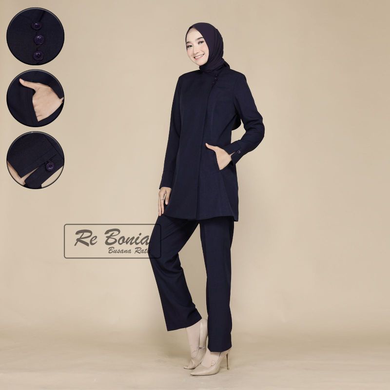 BLAZER RE BONIA/SERAGAM KANTOR/SERAGAM KERJA/ NAVY/DONGKER/ROK A