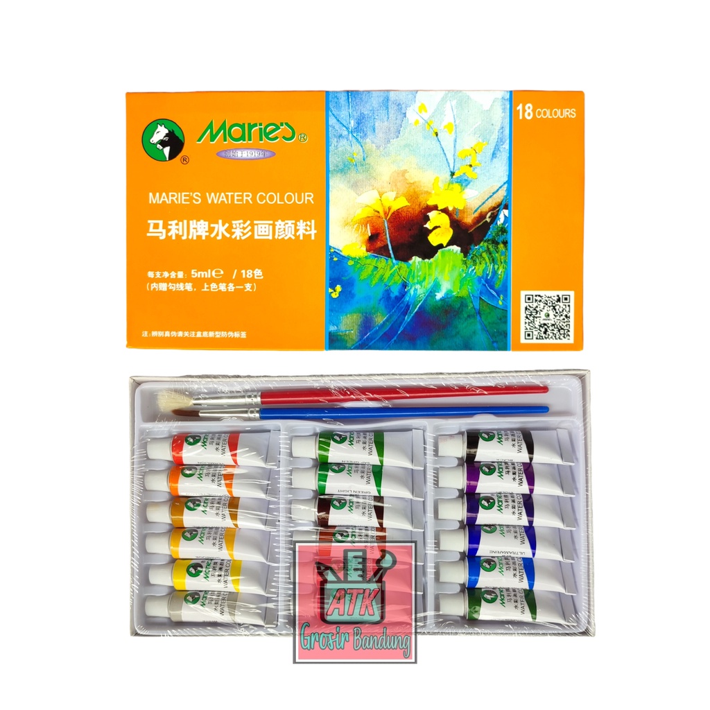 

Maries Water Colour E1327 - 18 Warna / Maries Cat Air 18 Warna 5 ML – Set SHAGB