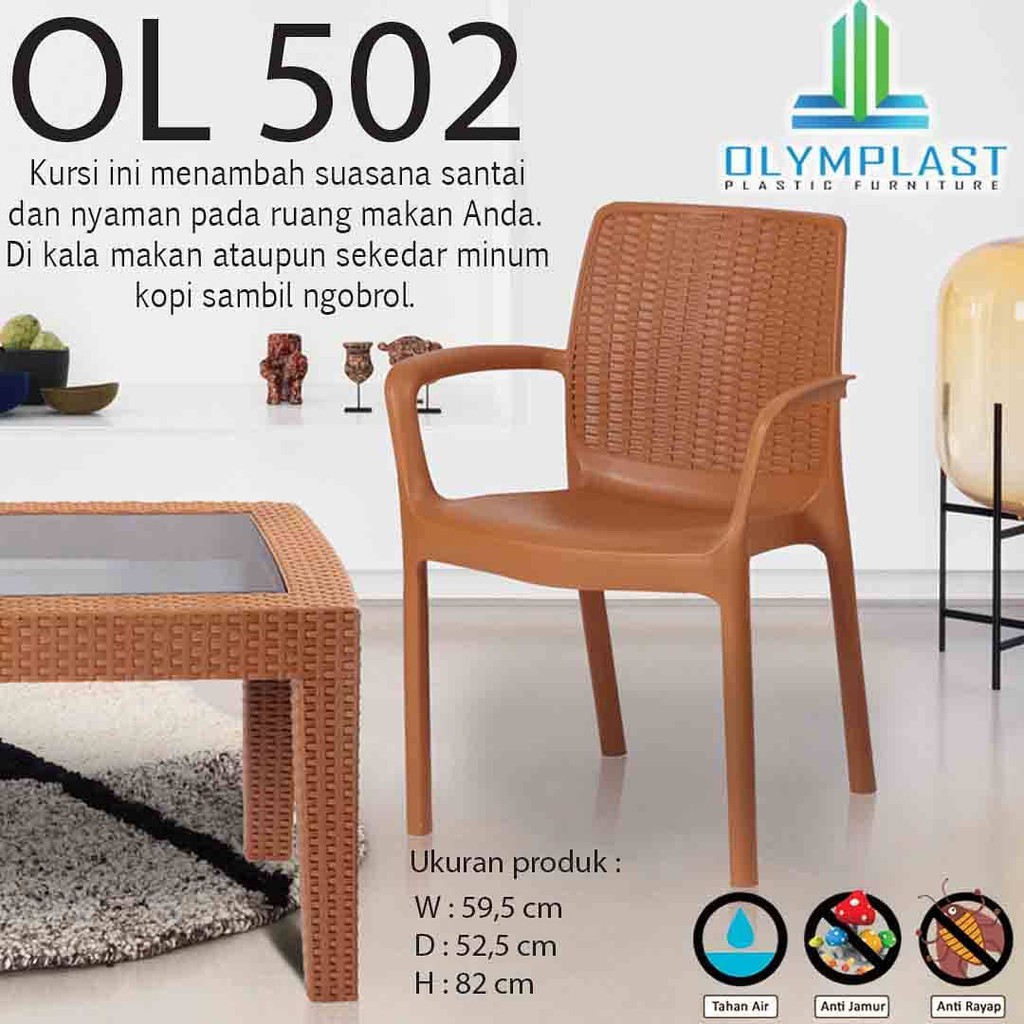 KURSI TERAS PLASTIK ROTAN OLYMPLAST OL 502