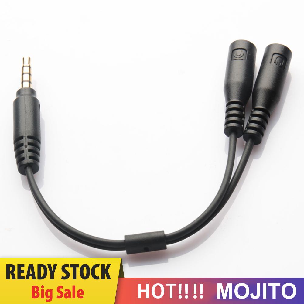 MOJITO 3.5mm Stereo Audio Male to 2 Female Headphone Mic Y Splitter Cable Adapter