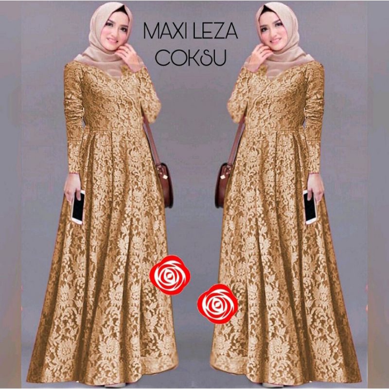 GAMIS BRUKAT MAXI LEZA/Brukat Tulang Premium.  M L XL XXL