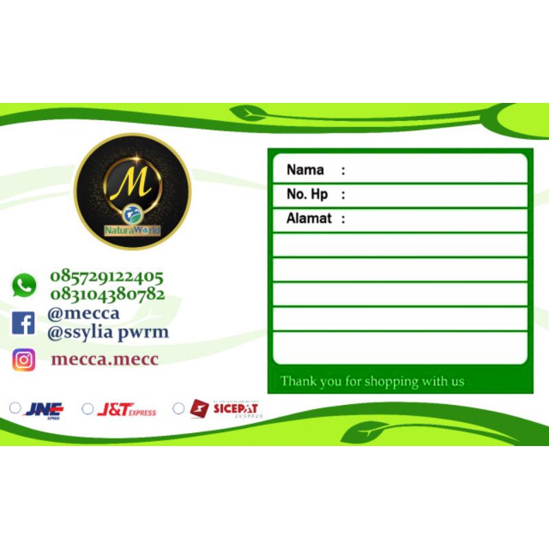 

STIKER/LABEL PENGIRIMAN ISI 100LEMBAR FREE DESAIN