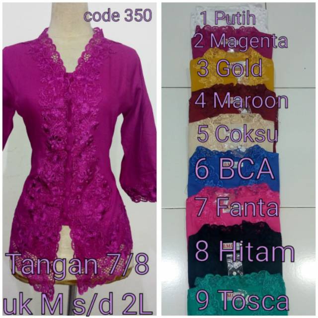 Kebaya encim bordir katun jepang - atasan kebaya polos