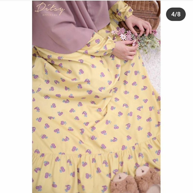 Blad Yellow - Daisy Butter - Scribbles Pink Ditsy