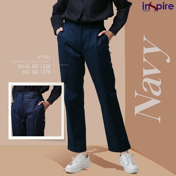 INSPIRE PANTS IP 02 BAHAN COTTON STREET CELANA PANJANG BAWAHAN MUSLIMAH POLOS FORMAL