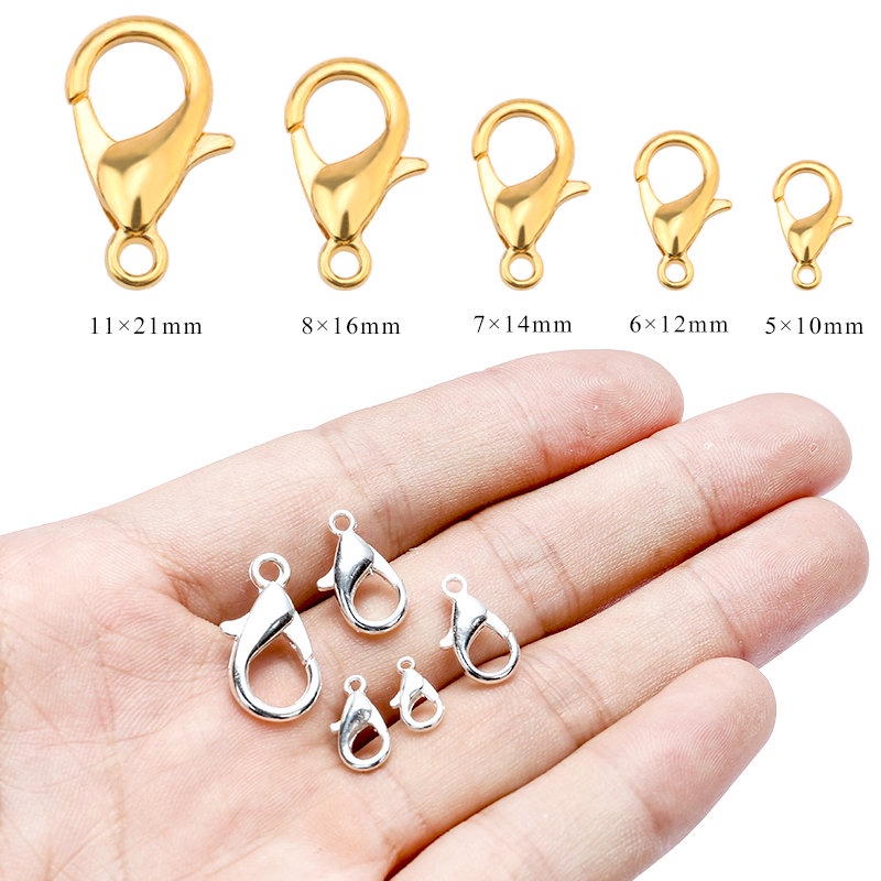 50pcs/lot Alloy Lobster Clasp Hooks Temuan Perhiasan Untuk Membuat Perhiasan Kalung Gelang Rantai DIY Perlengkapan Aksesoris 9warna