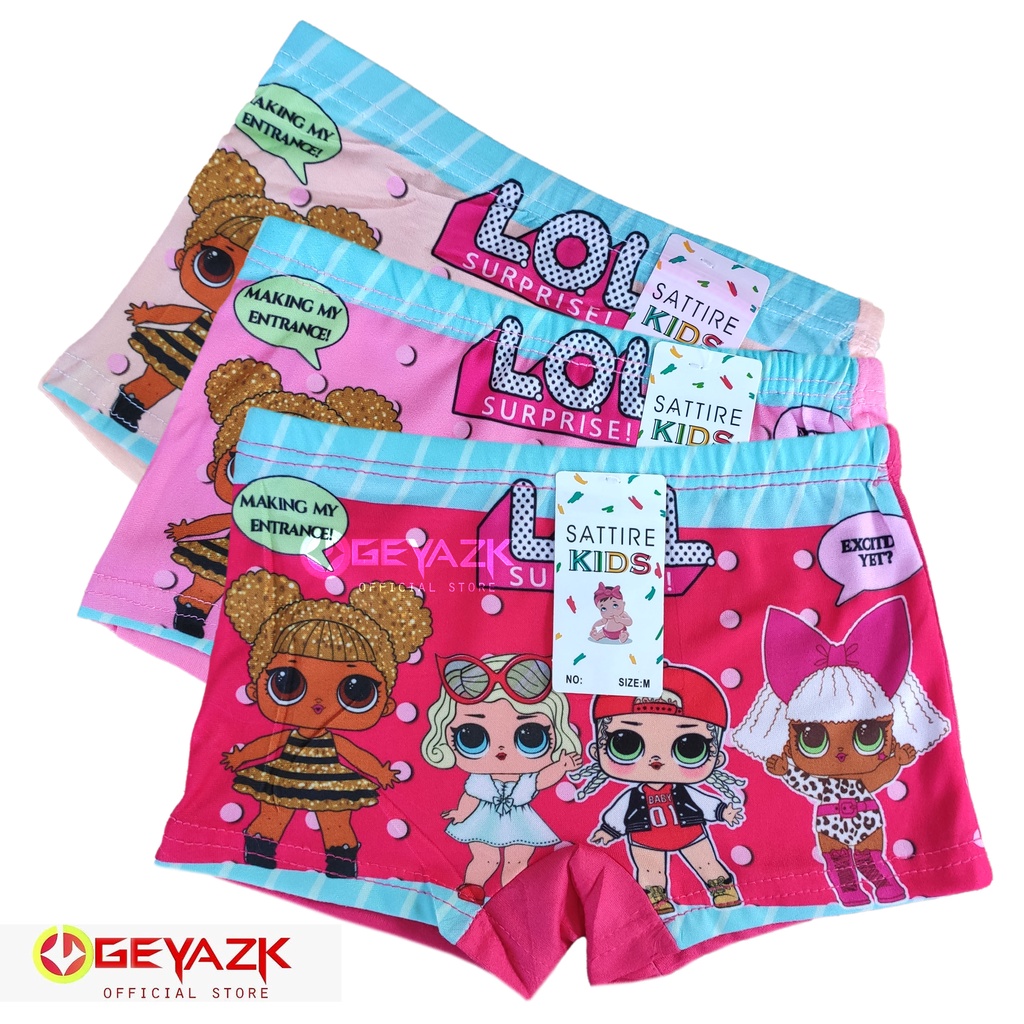 6 Pcs Celana Boxer Anak Perempuan Karakter Gambar Pakaian Dalam