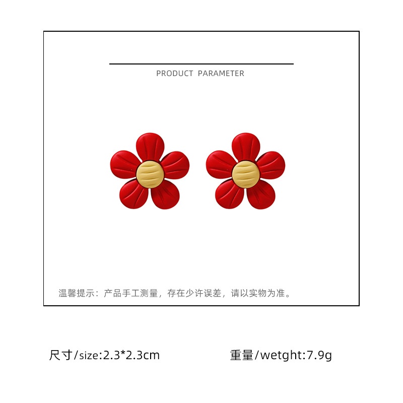 Sterling silver jarum Korea bunga wanita berjaga-jaga net merah Mori Fashion anting-anting rasa desa