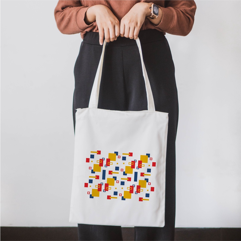 Sevine Tote Bag Resleting Drill Totebag Tas Laptop Wanita Bauhaus Abstract Custom - ABS