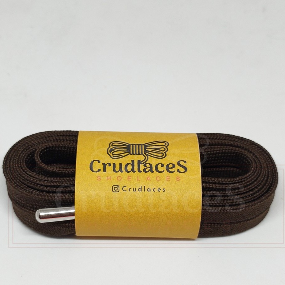 Tali Sepatu Flat/Gepeng Polyester Warna Coklat 2 LAPIS-Shoelace Flat - Aglets Metal - Crudlaces