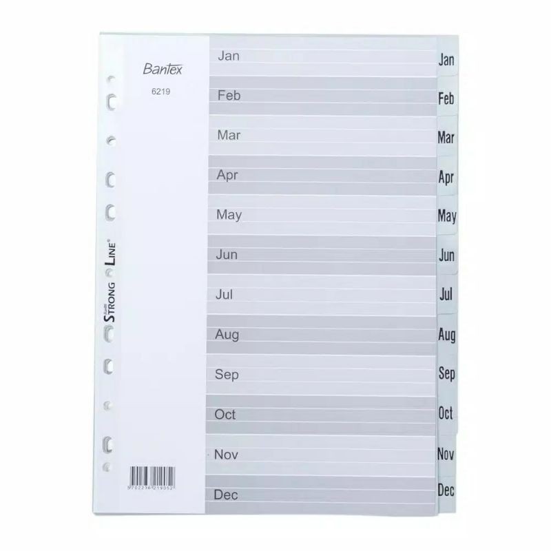 

Bantex PP Pembatas Binder Divider Size A4 12 Lembar Index Bulan