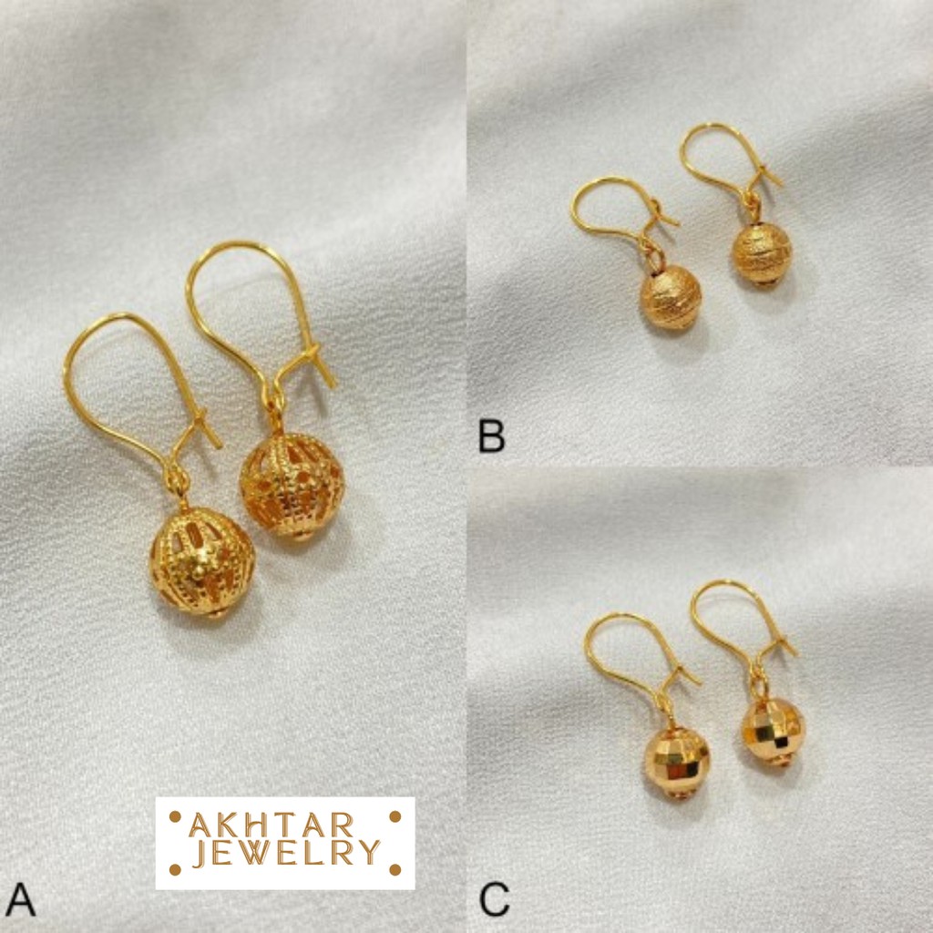 Perhiasan Xuping Anting Gantung Bola Kerawang Lapis Emas - Yaxiya Jewelry ALE08