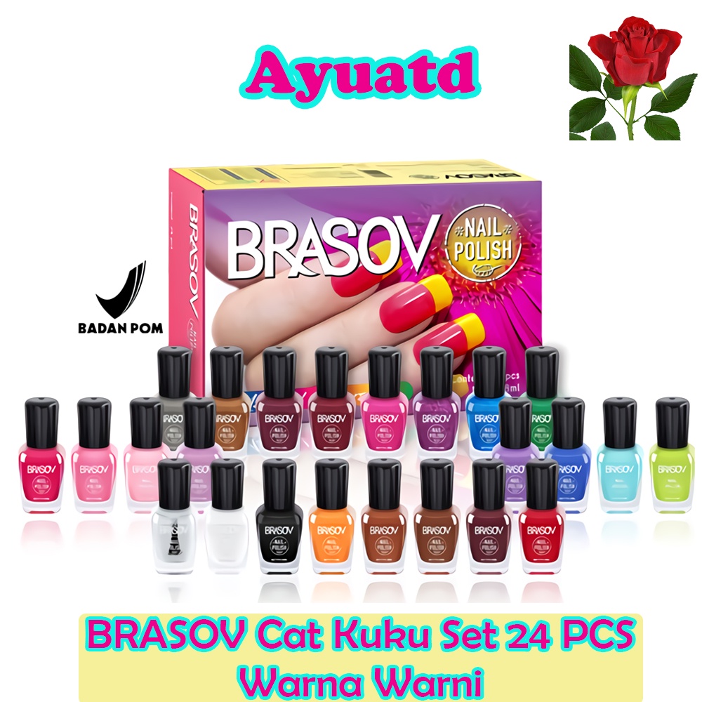 BRASOV Cat Kuku Aneka Warna Set 24 PCS