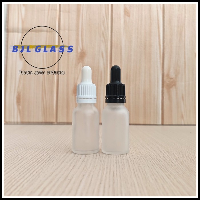 botol kaca pipet 15ml bening frosted / botol serum tetes 15ml segel