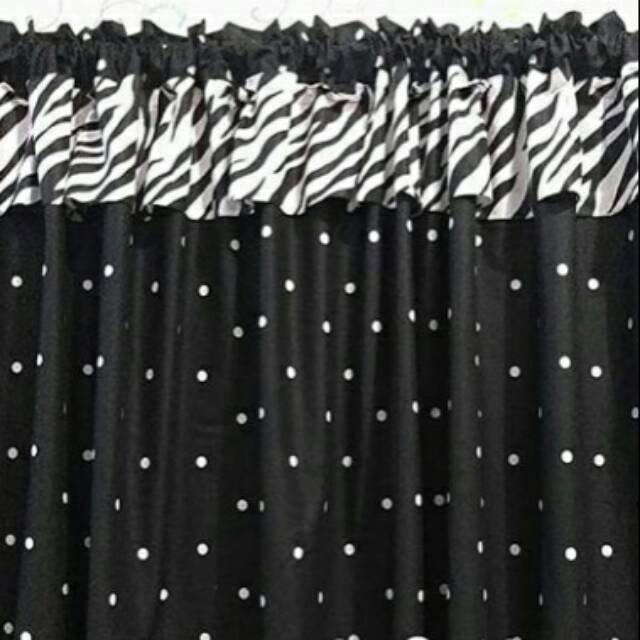 terlaris korden dapur bawah meja / termurah Horden kolong / gorden dapur polkadot hitam rumbai zebra