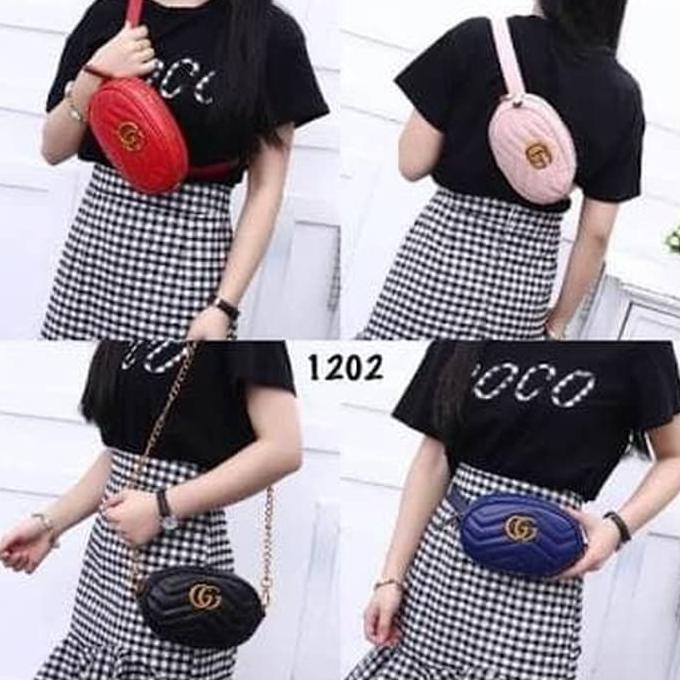 Yuk Di Order Kakak.. Tas Wanita Tas Pinggang Waistbag Tas Gucci Belt Nagita - Hitam Terlaris