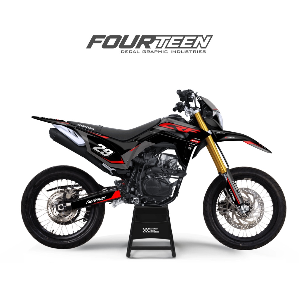 DECAL CRF 150 L - stiker dekal crf 150 supermoto HITAM ABU ABU