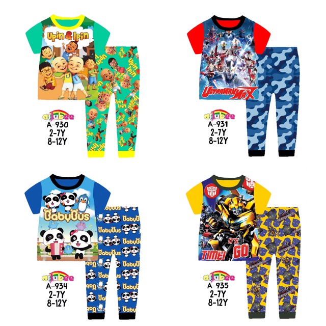 [READY PIYAMA ANAK AILUBEE] Ailubee A-930,931,934,935 upin ipin, ultraman, babybus, bumblebee