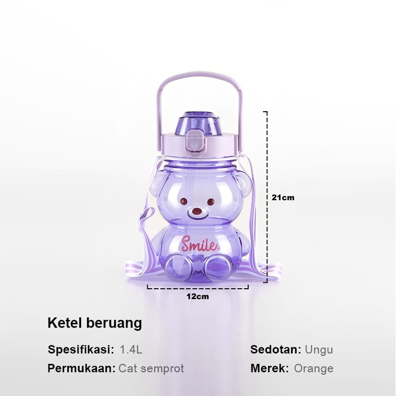 TERLARIS!!! Botol Minum Anak Beruang Transparan Viral Gemoy 1.4 Liter Lucu Dan Menarik