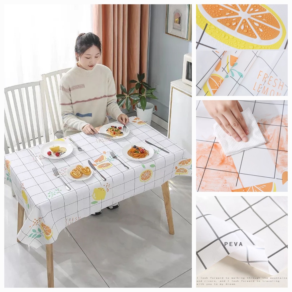 Taplak Meja Anti Air Table Cloth Waterproof Dustproof Peva 137x180cm Alas Meja