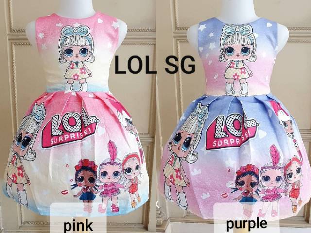 GA2733 LOL SPARKLE FUSCHIA  / DRESS LOL ANAK PINK IMPORT MURAH LUCU / GAUN PESTA NATAL ANAK