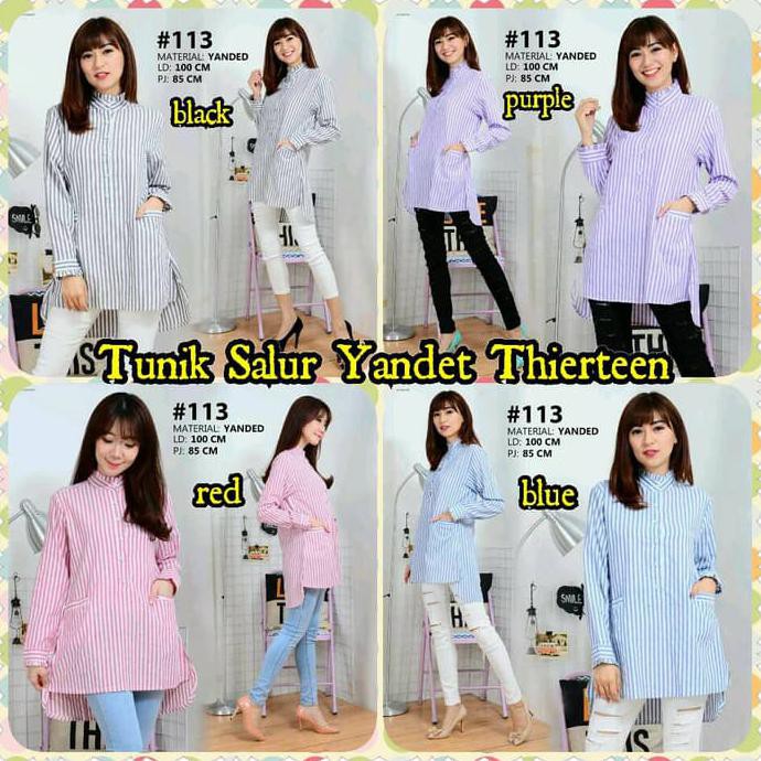 KEMEJA WANITA  TUNIK SALUR THIERTEEN - BIRU MUDA {PRODUK TERBARU}