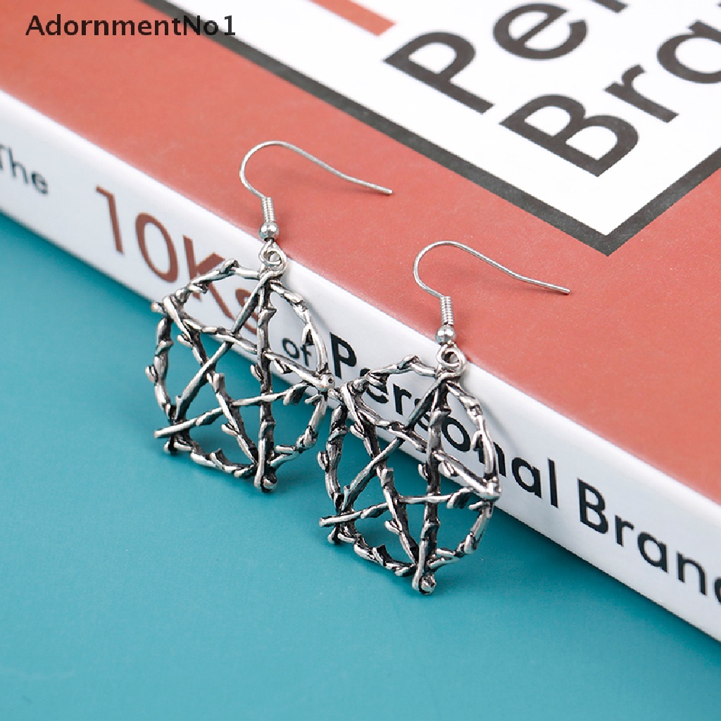 (AdornmentNo1) Anting Tusuk Gantung Desain Bintang Pentagram Gaya Gothic / Punk Untuk Wanita