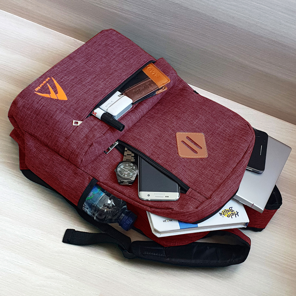 11.11 Super GRATIS ONGKIR Day!! Ransel Distro Metric DM300 Tas Pria Wanita Backpack Sekolah Tas Remaja - Free Raincover-Red