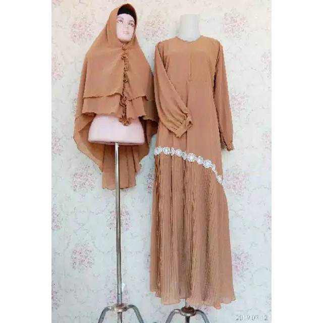Gamis Ceruti Plisket Set Khimar