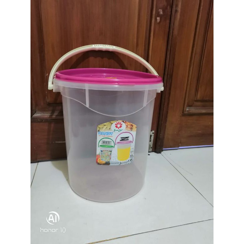 SUNLIFE Toples kerupuk /Tempat Es Buah gagang plastik 16,5 liter, 25 liter handy airtight Container