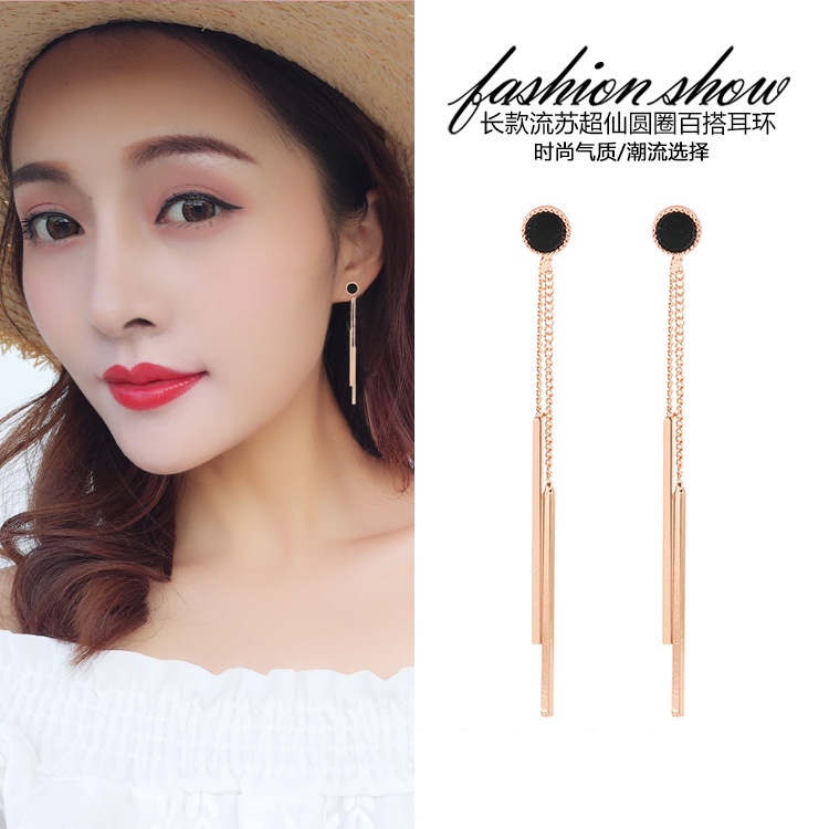 Wanita panjang rumbai bulat anting-anting Korea hipster manis Instafamous anting-anting, korea gaya