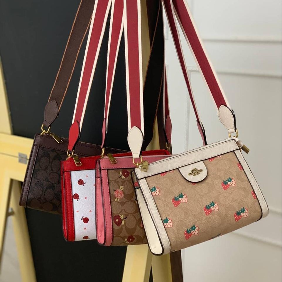 [7.7 Boombastis Sale⚡] - TAS BAG WANITA COACHH CH32 DOUBLE STRAP SLINGBAG  PREMIUM IMPORT