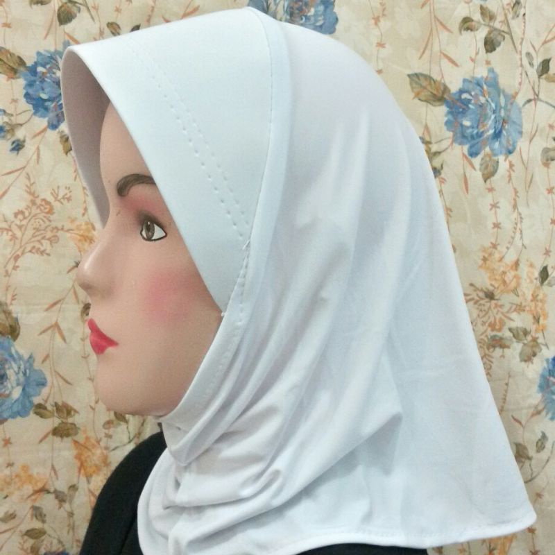 Inner Bergo pendek/Bergo pendek/Hijab Instan Putih