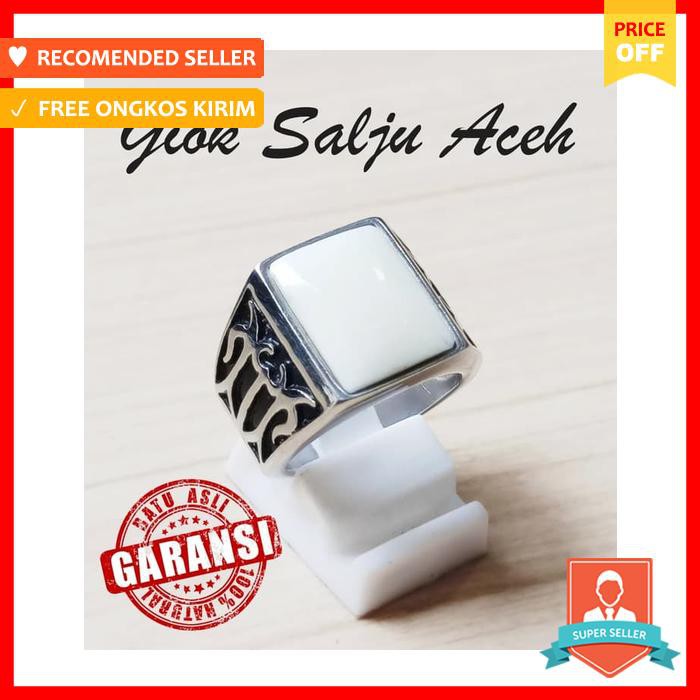 CINCIN BATU AKIK KEREN NATURAL GIOK SALJU PUTIH JADE