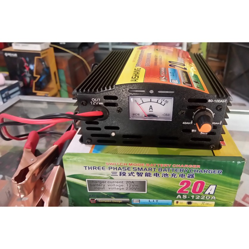 CHARGER AKI 20A 12V BERKUALITAS AISHANG STAINLESS MURAH