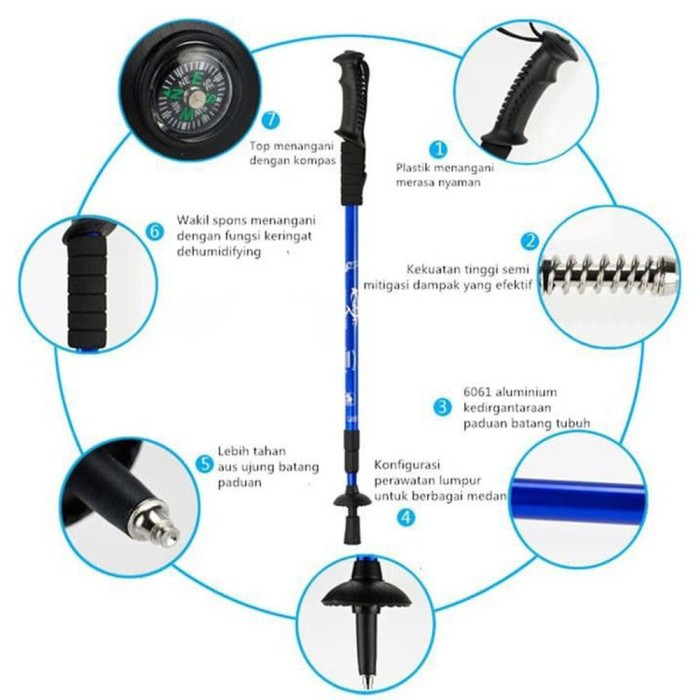 Tracking Pole Alpenstock Pendaki Trekking Lurus Tongkat  Hikking