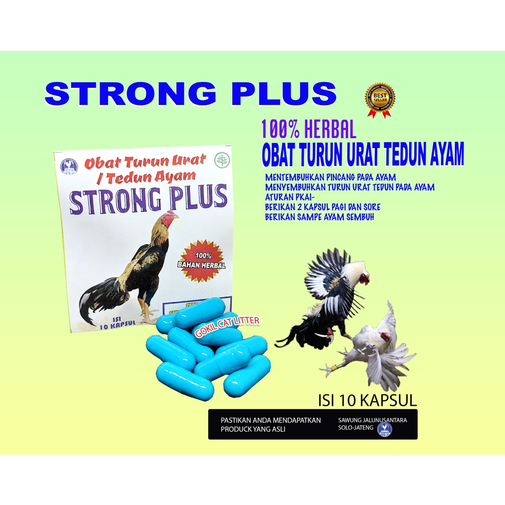 STRONG PLUS-OBAT TURUN URAT AYAM-(OBAT,VITAMIN,JAMU,PENGUAT, DOPING AYAM)