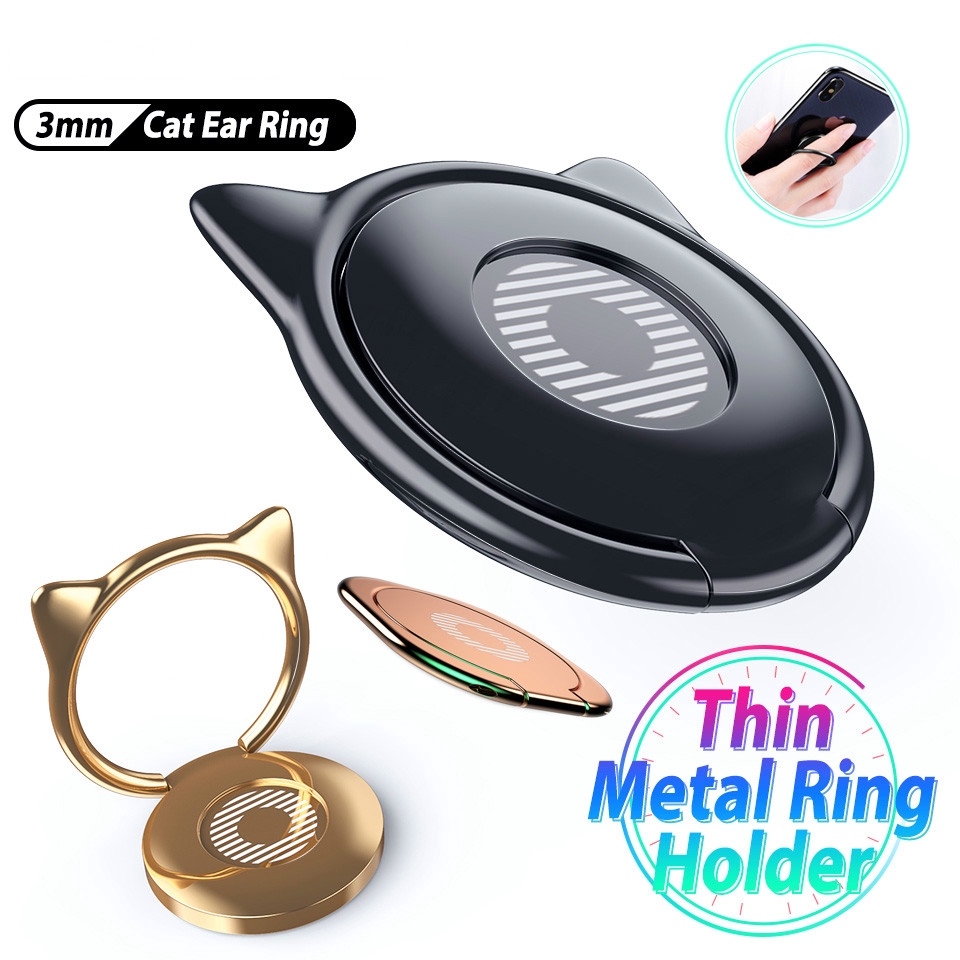 Universal Cat Ear Magnetic Finger Ring Holder 360 Rotatable Stand Bracket