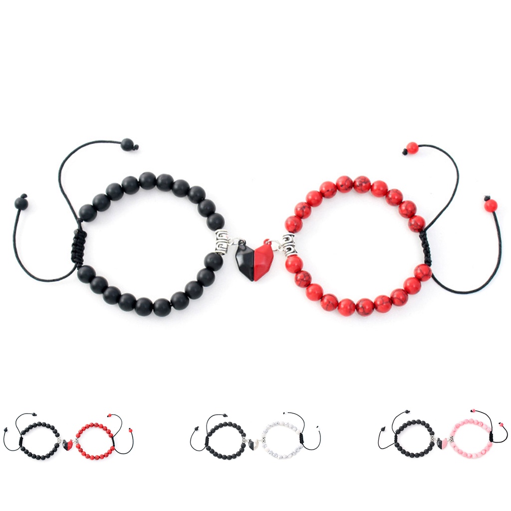 Hu Hu Hu Hu Hu Alat Bantu Pasang Kacamata♡ 2pcs Gelang Magnetik Bentuk Hati Untuk Pria Dan Wanita