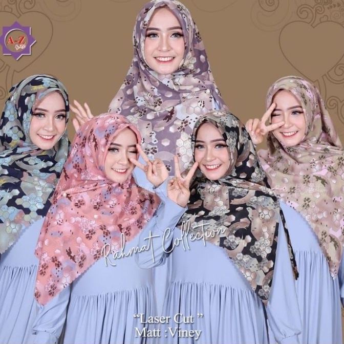 JILBAB SEGIEMPAT BELLA SQUARE MOTIF LASER CUT/JAHIT TEPI