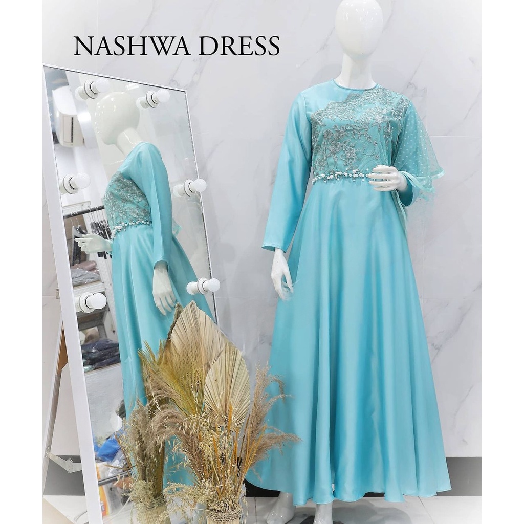 NASHWA DRESS brokat tulle bordir payet tulle dot/ baju pesta remaja / prewedding / wisuda / gamis kondangan / couple / tersedia ukuran kecil hingga jumbo