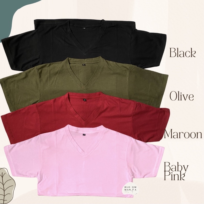 BLOOMANIA Kaos Polos V - Neck Cotton Bamboo/Katun Bambu