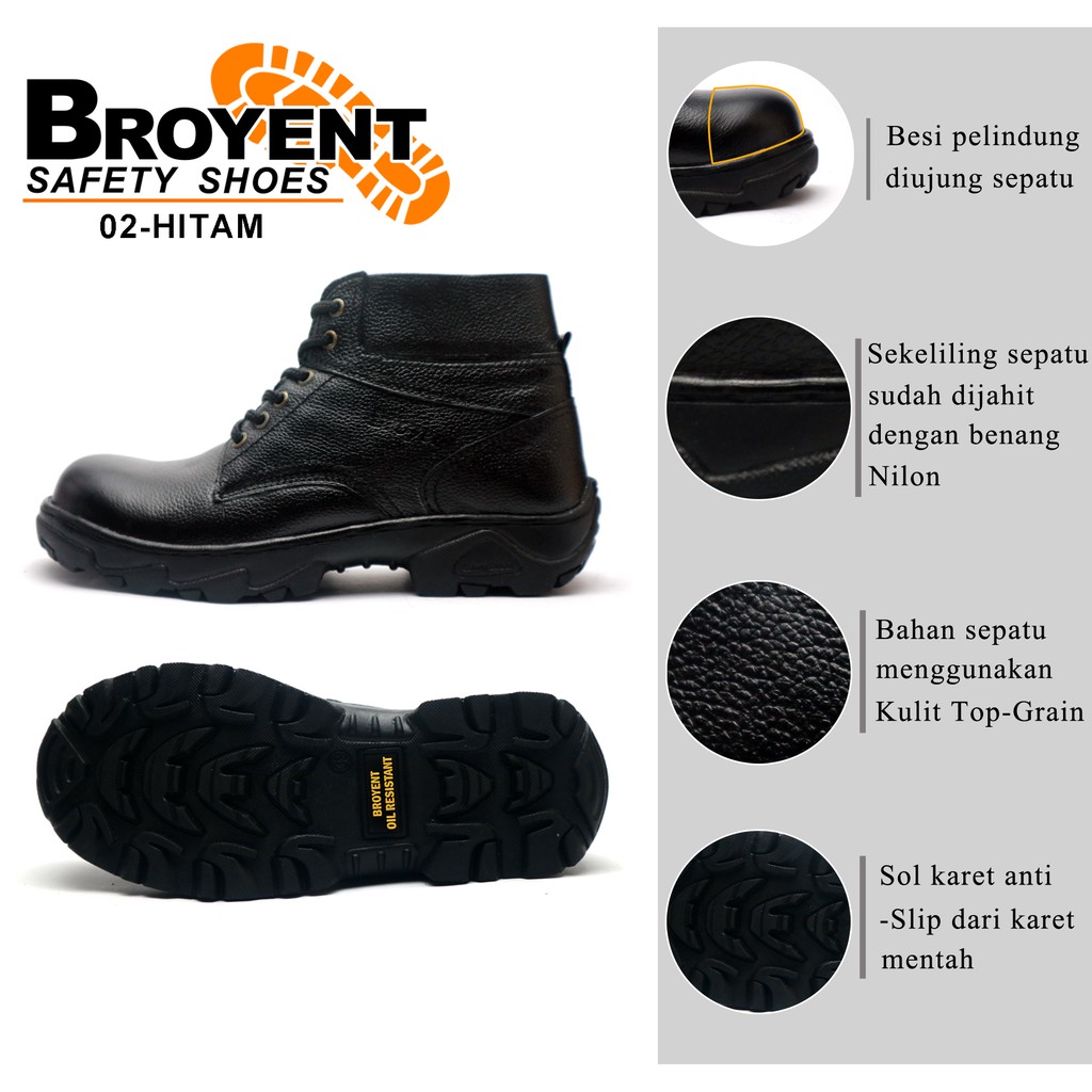 Sepatu Safety Pria Boots Tali Kulit Sapi High Quality 06