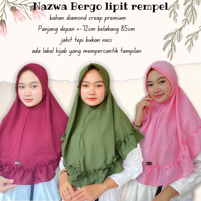 NAZWA BERGO LIPIT REMPEL / HIJAB BERGO REMPEL / BERGO SARAH / Bergo kriwil