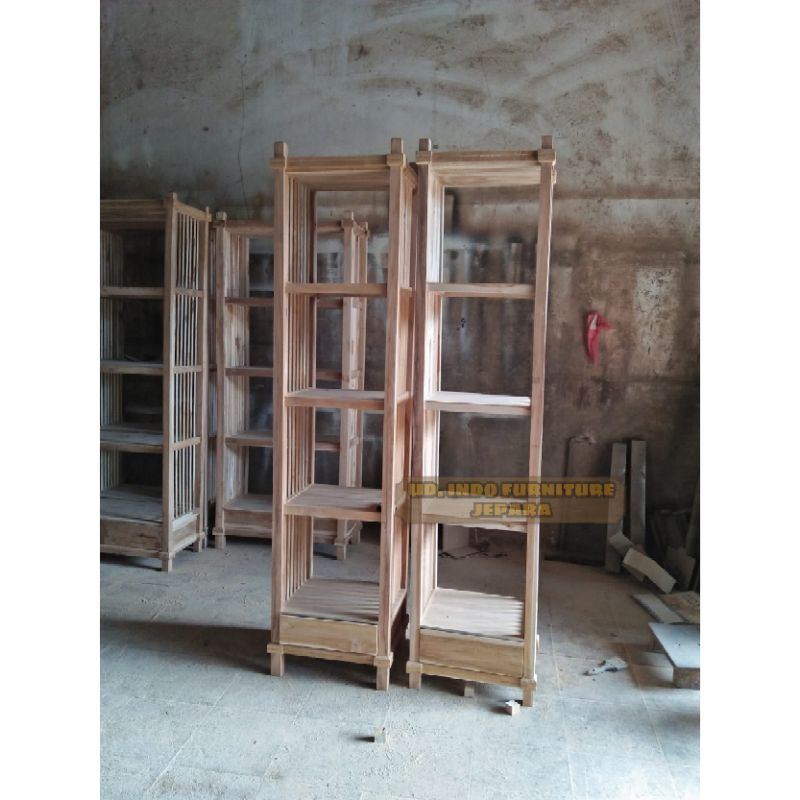 rak bobeka rak buku rak bunga minimalis bahan kayu jati jepara