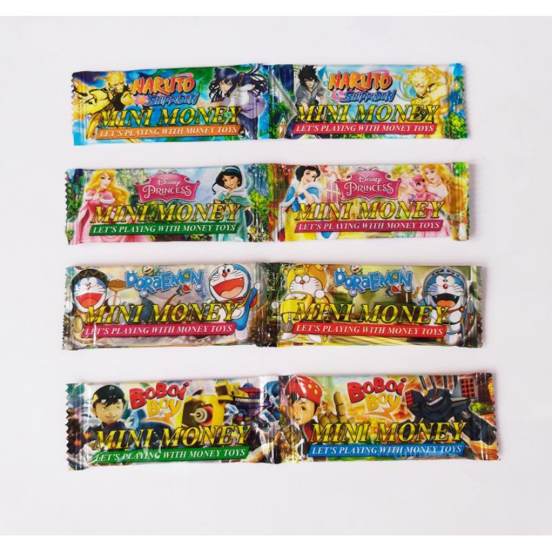 Mainan Uang Uangan Mini Money Toys Doraemon Princess Naruto Boboiboy Lucu Murah