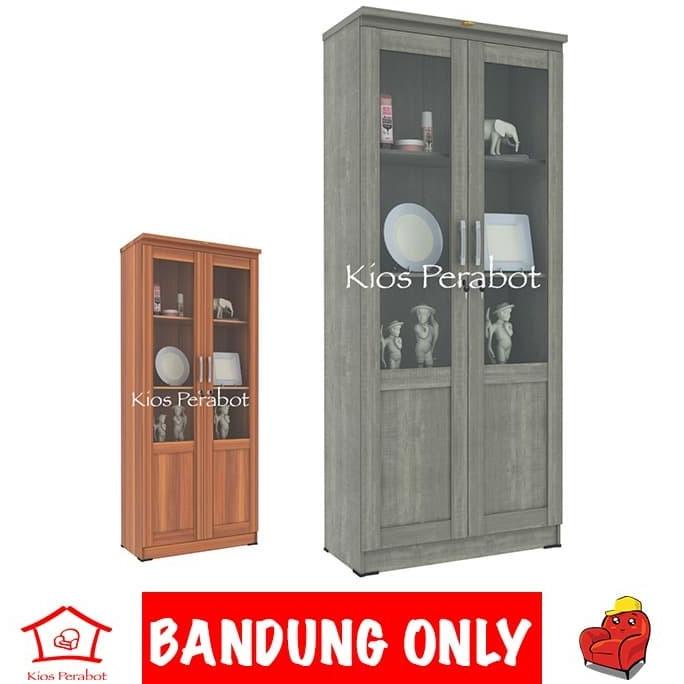 populer] Lemari pajangan hias 2 pintu kaca / rak buku pintu kaca Romaro