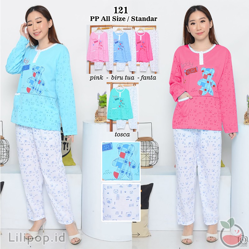 Baju Tidur Celana Panjang Wanita PP Alsize Lengan Panjang Baby Doll Bahan Kaos Murah Lilipop Elephan