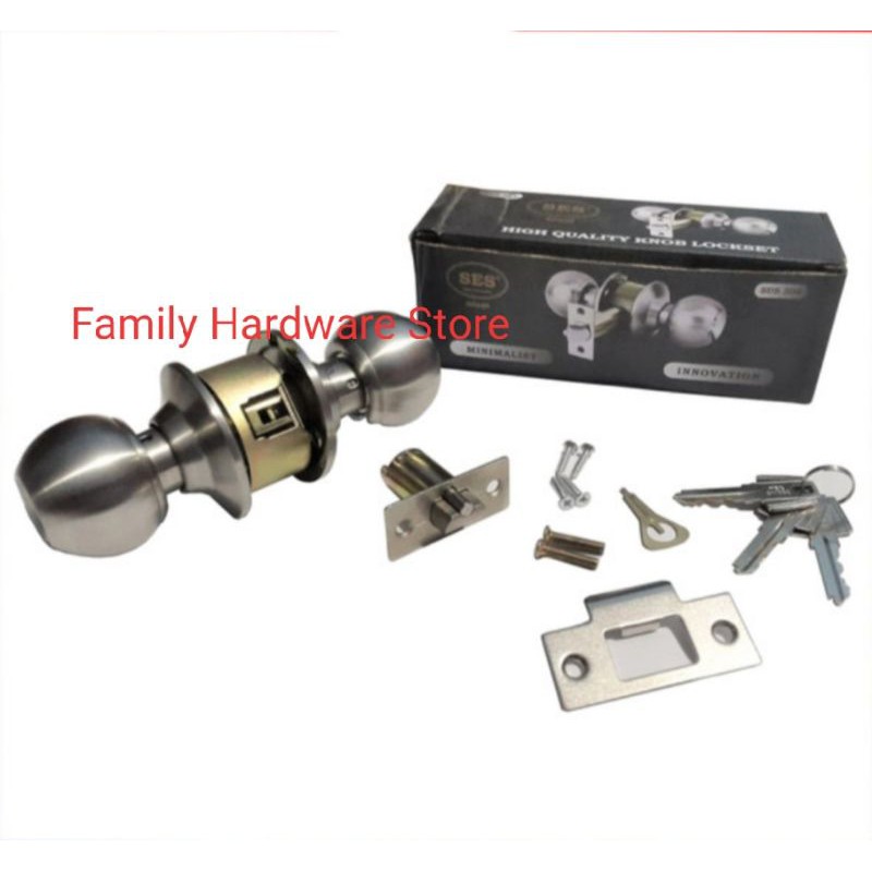 kunci bulat merk SES / sus 304 knob lockset / kunci pintu bulat kamar mandi